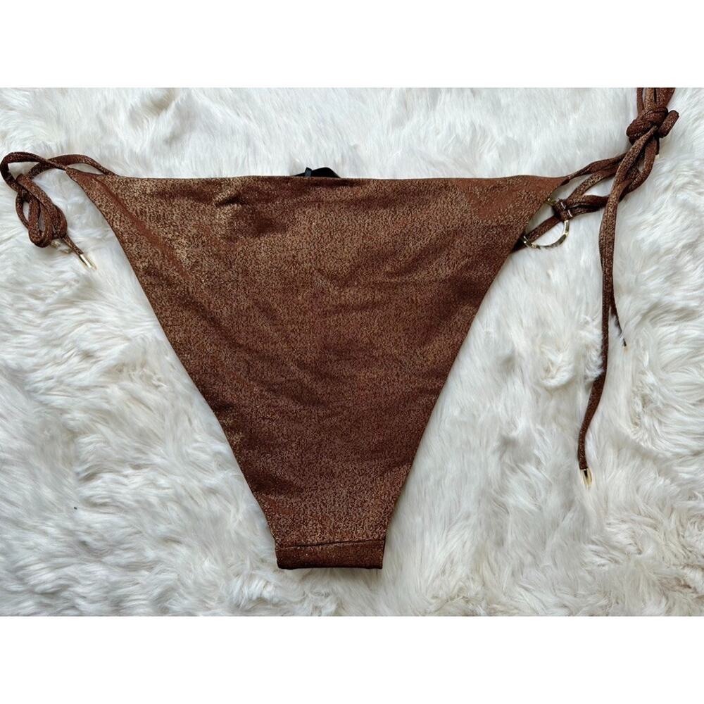 Honey Birdette SARIA🤎 Brown Gold Chocolate Shimmer Swim Set XL Top & L Bottom - Picture 6 of 7